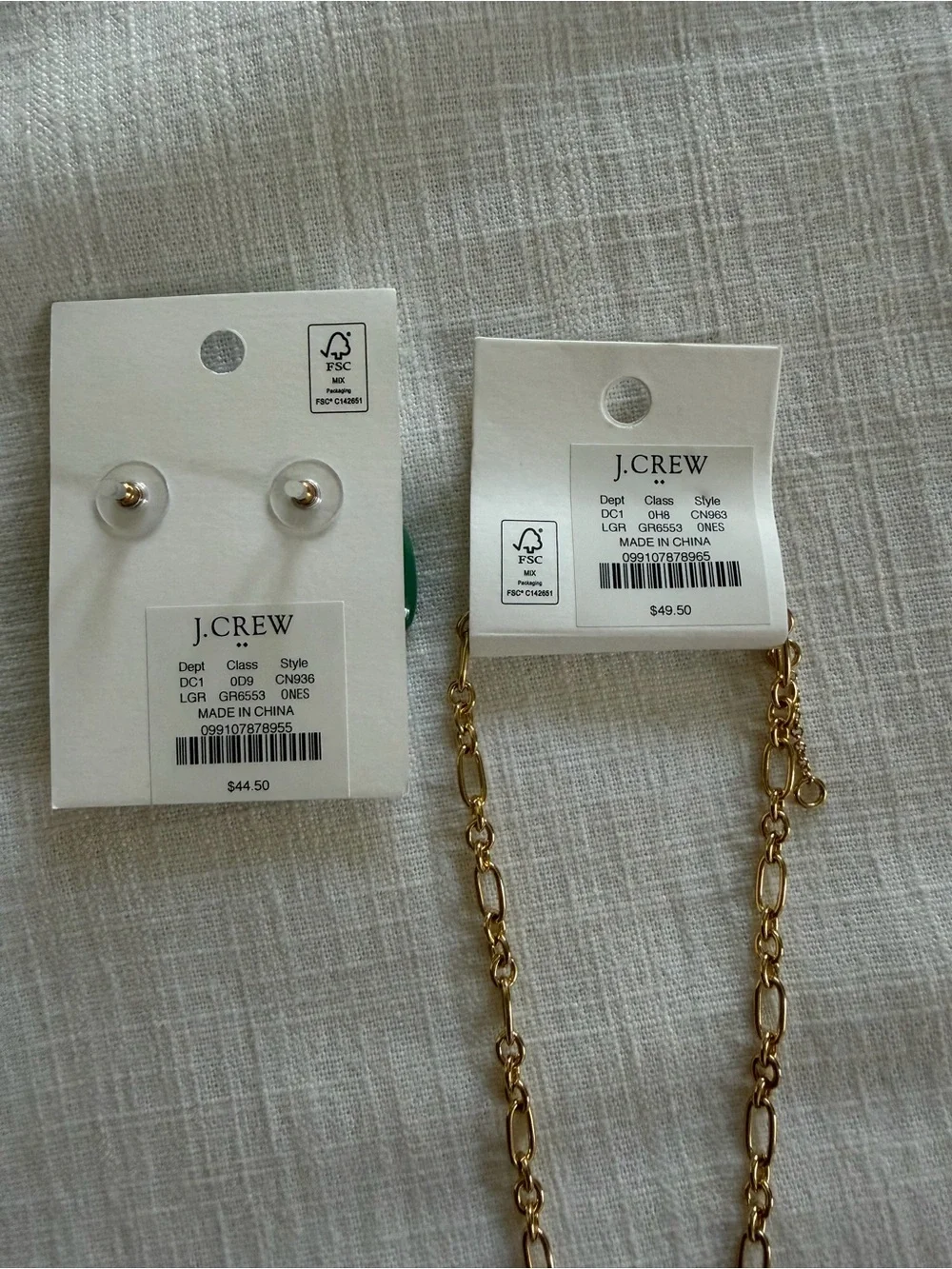 J Crew NWT Earring + Necklace Gold Heart Drop Set - Picture 8 of 12